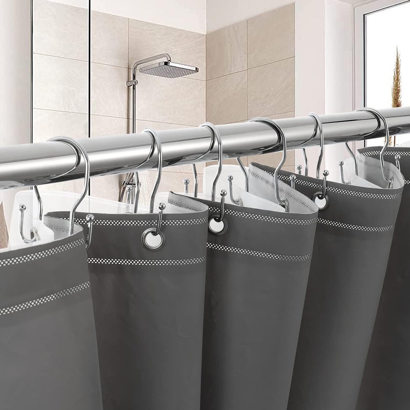 TENOVEL 24 Pack Double Shower Curtain Hooks Rings  TENOVEL Double Sided Shower Curtain Hooks Rust Proof for Shower Curtain  Stainless Steel Bathroom Shower Hangers Rings for Shower Rods  Polished Chrome - Image 4